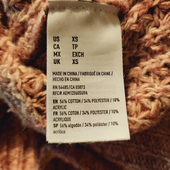 American Eagle Knit mocked pullover popover Sweater Pink & White Marbled Mock XS - Picture 5 of 6